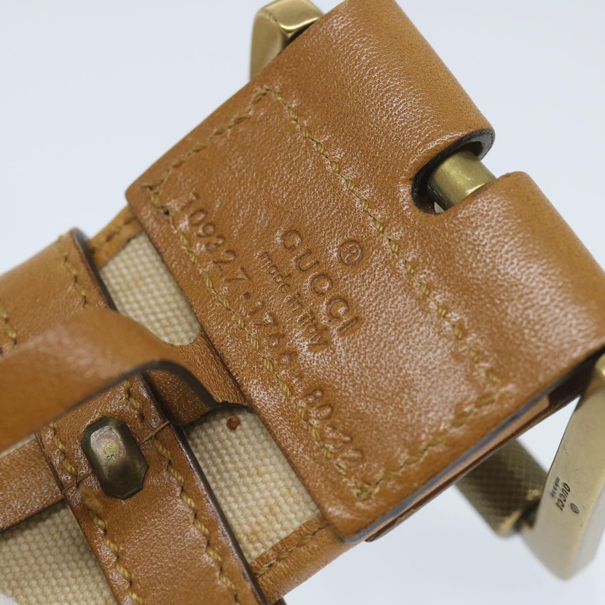 GUCCI Belt Canvas 30.3""-32.3"" Beige Brown 109327 1278