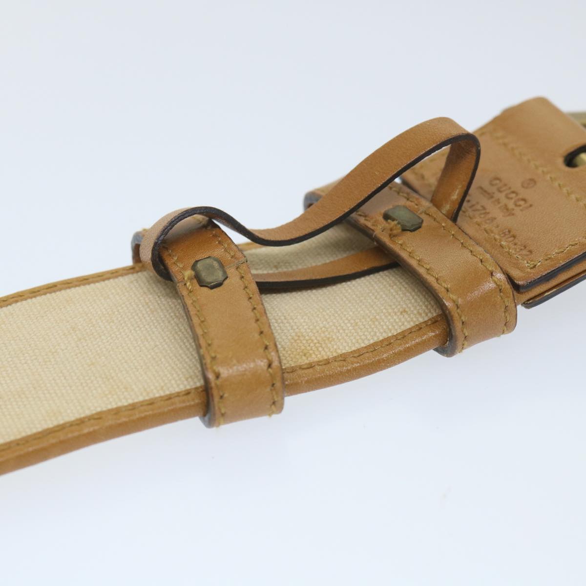 GUCCI Belt Canvas 30.3""-32.3"" Beige Brown 109327 1278