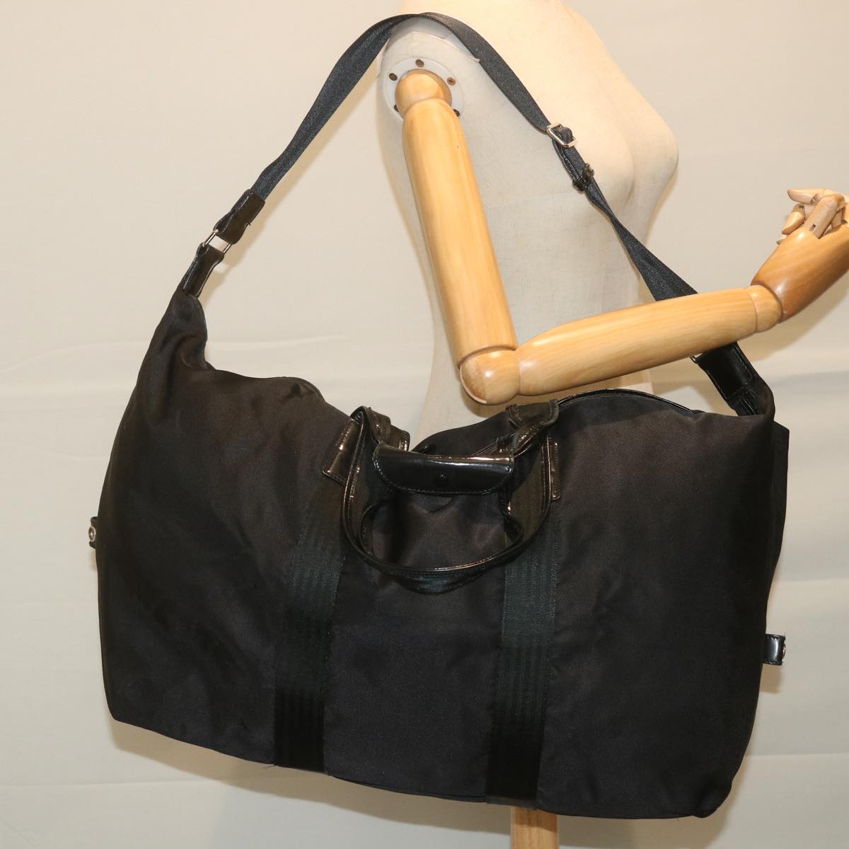 GUCCI Boston Bag Canvas 2way Black 1360