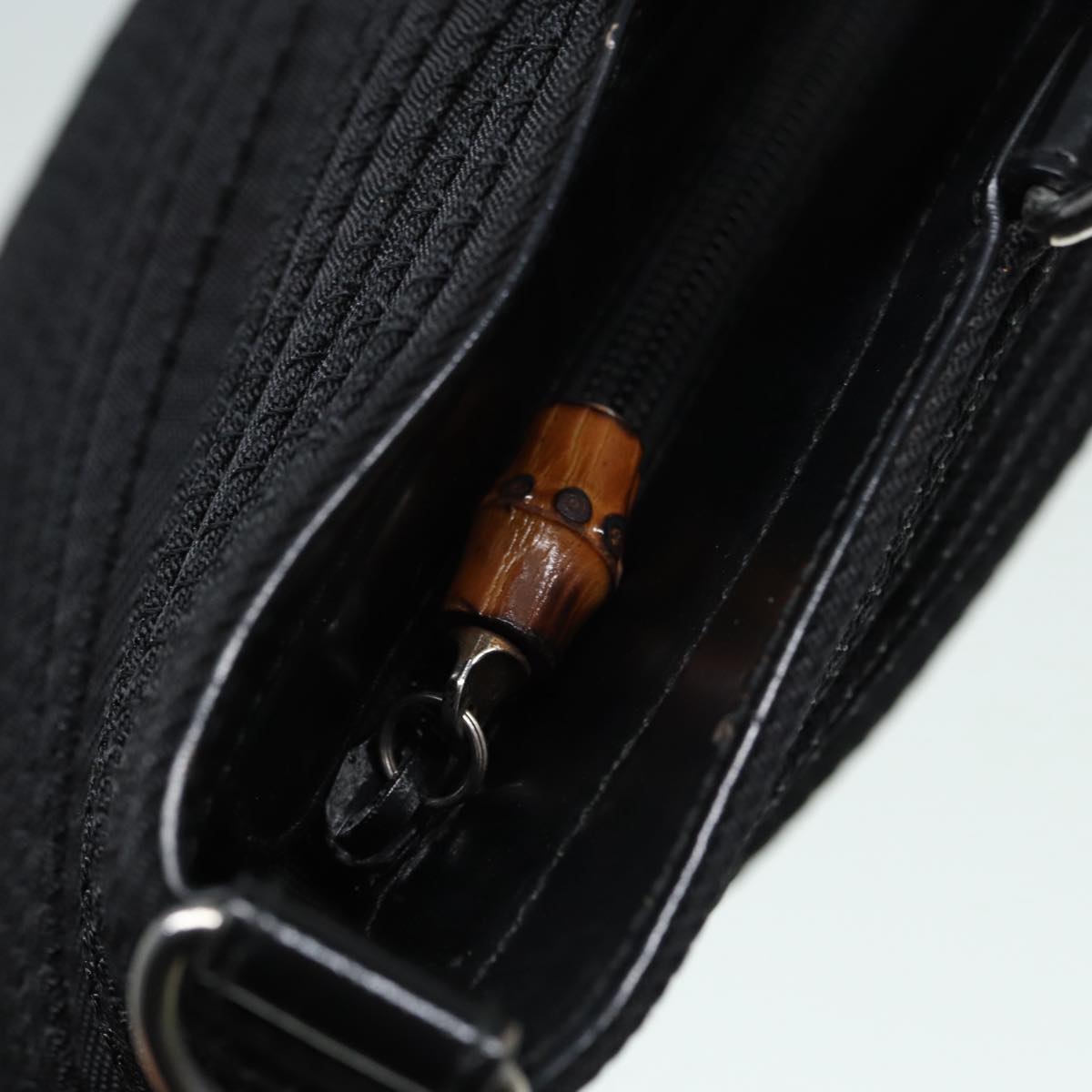 GUCCI Bamboo Shoulder Bag Nylon 2way Black 002 1998 0441 2050