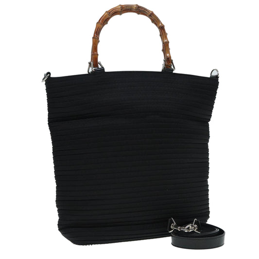 GUCCI Bamboo Shoulder Bag Nylon 2way Black 002 1998 0441 2050