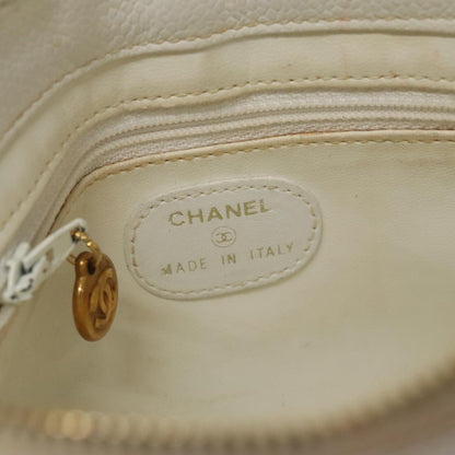CHANEL Pouch Caviar Skin White Gold CC ti2536