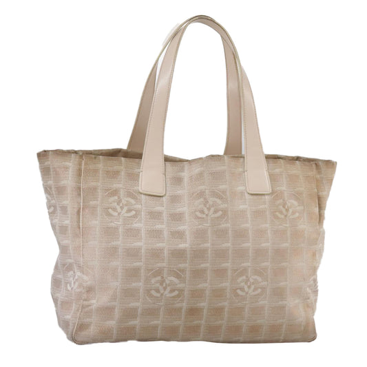 CHANEL New Travel line Tote Bag Nylon Beige CC ti2609