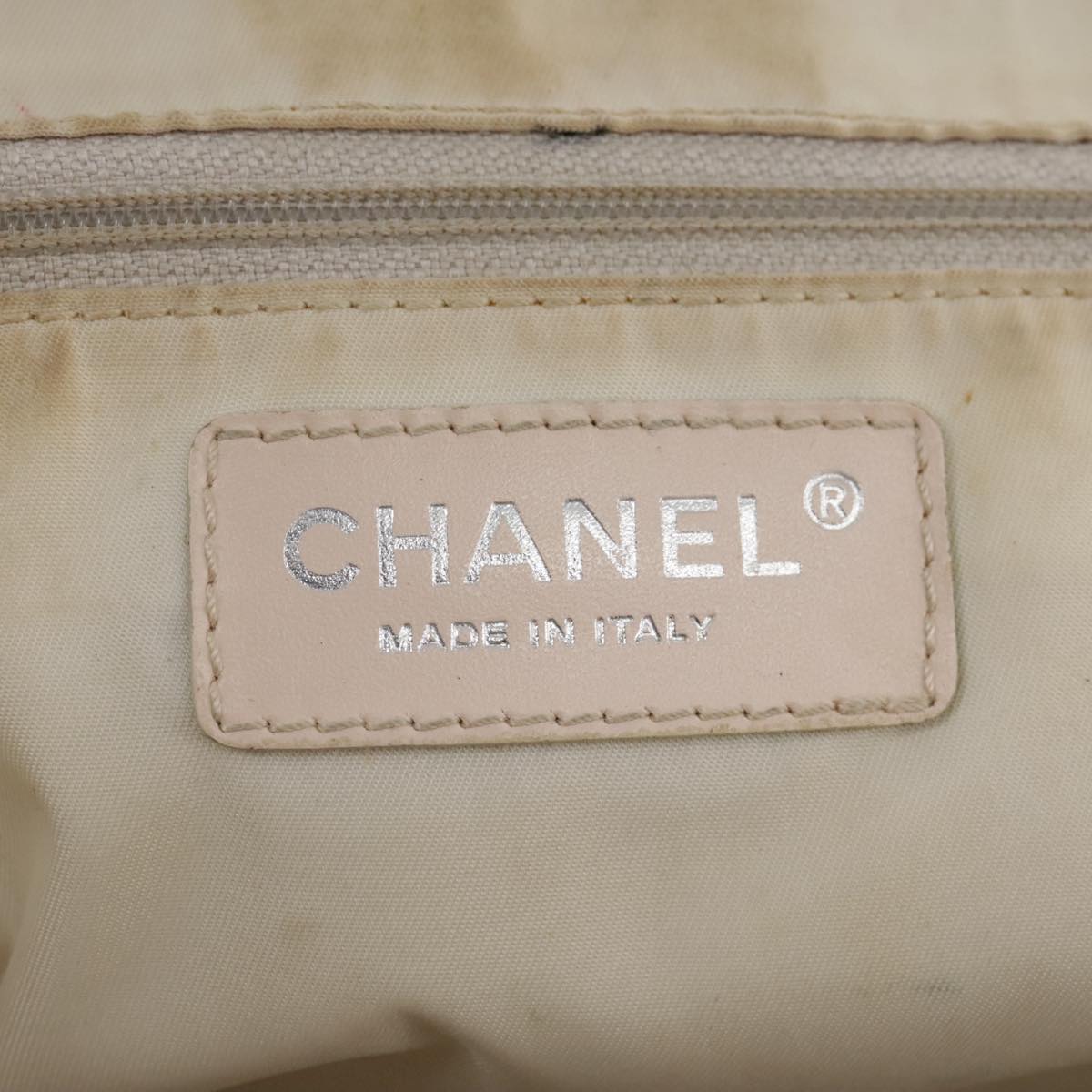CHANEL New Travel line Tote Bag Nylon Beige CC ti2609