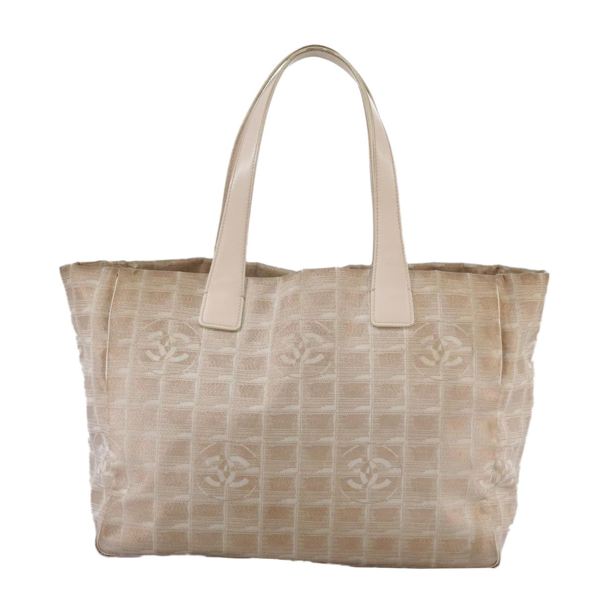 CHANEL New Travel line Tote Bag Nylon Beige CC ti2609