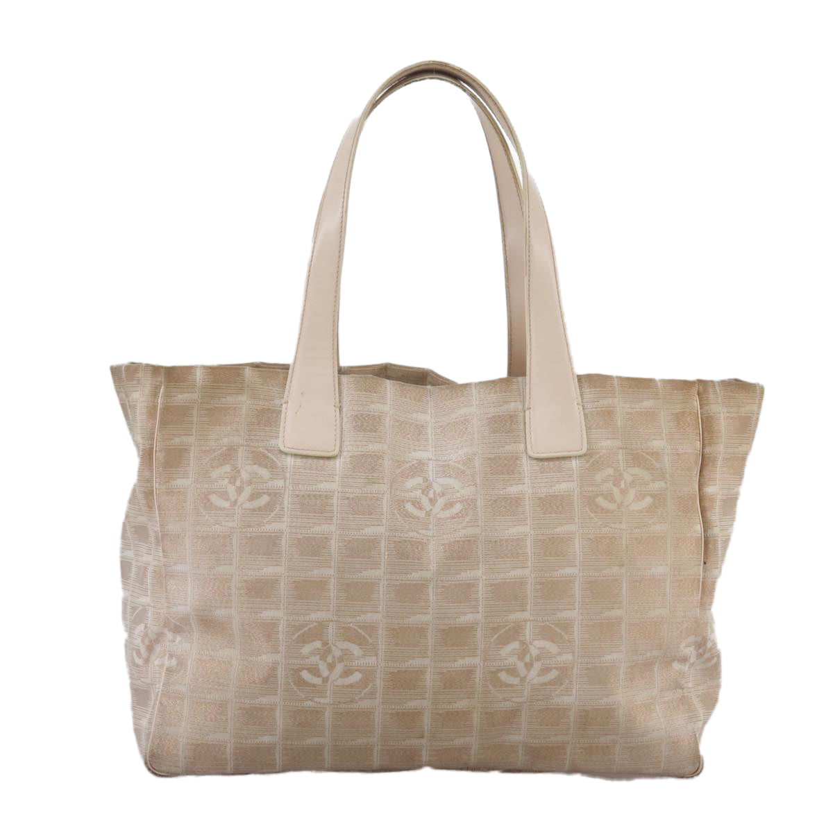 CHANEL New Travel line Tote Bag Nylon Beige CC ti2609