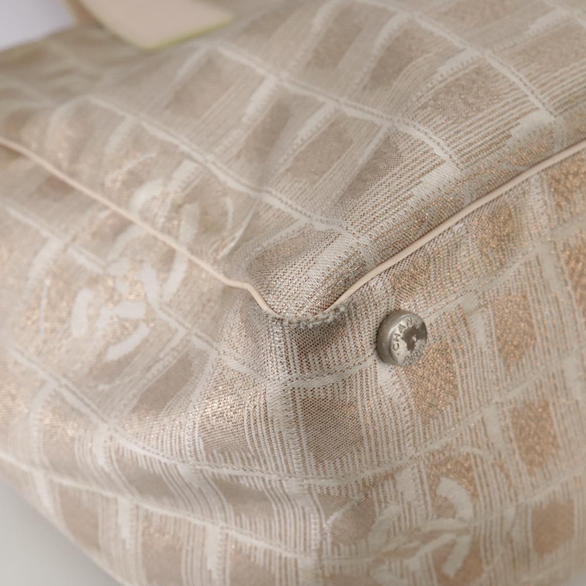 CHANEL New Travel line Tote Bag Nylon Beige CC ti2609