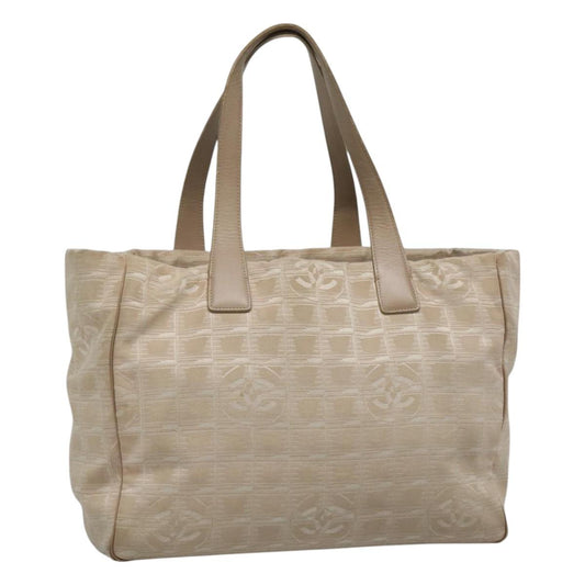 CHANEL New Travel line Tote Bag Nylon Beige CC ti2630
