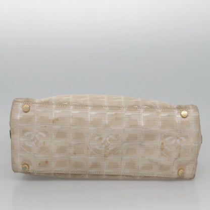 CHANEL New Travel line Hand Bag Nylon Beige CC ti2693