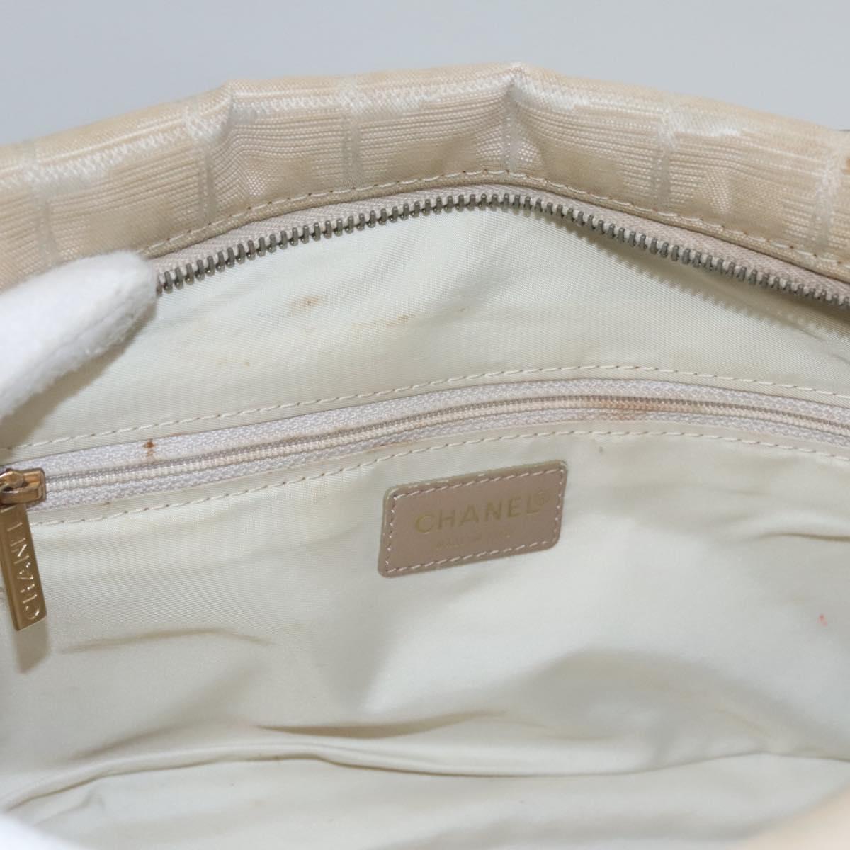 CHANEL New Travel line Hand Bag Nylon Beige CC ti2693