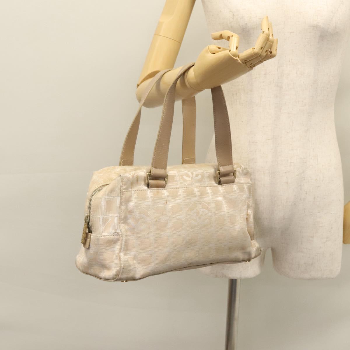 CHANEL New Travel line Hand Bag Nylon Beige CC ti2693