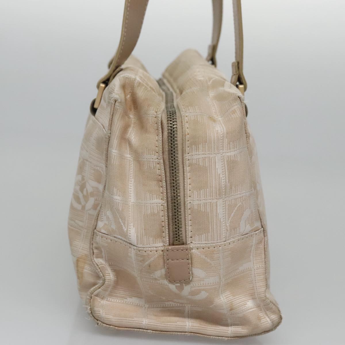 CHANEL New Travel line Hand Bag Nylon Beige CC ti2693