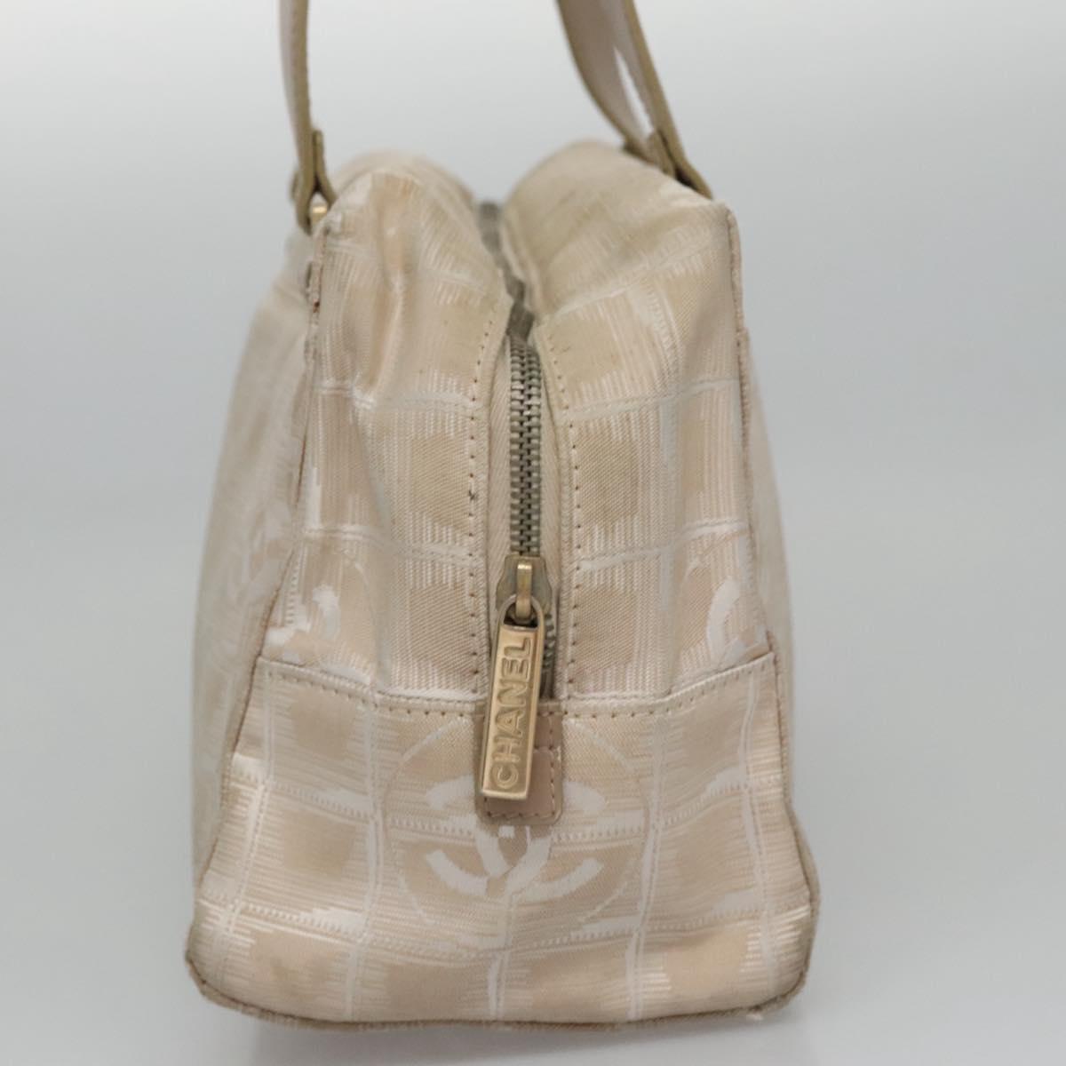 CHANEL New Travel line Hand Bag Nylon Beige CC ti2693