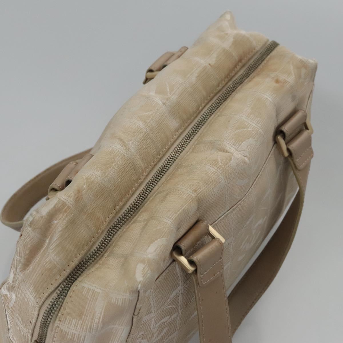 CHANEL New Travel line Hand Bag Nylon Beige CC ti2693