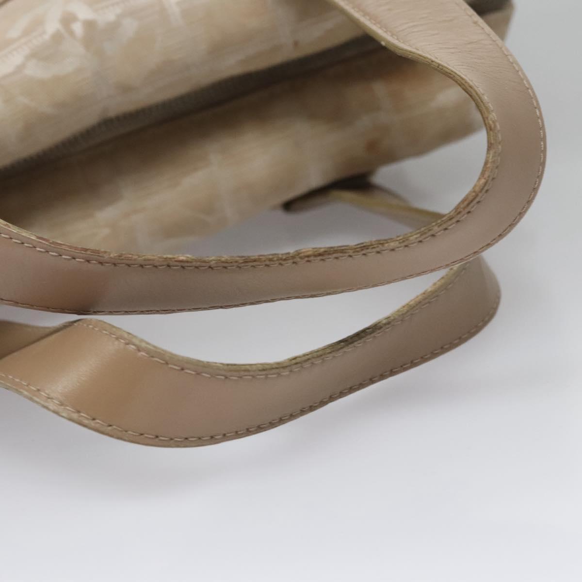 CHANEL New Travel line Hand Bag Nylon Beige CC ti2693