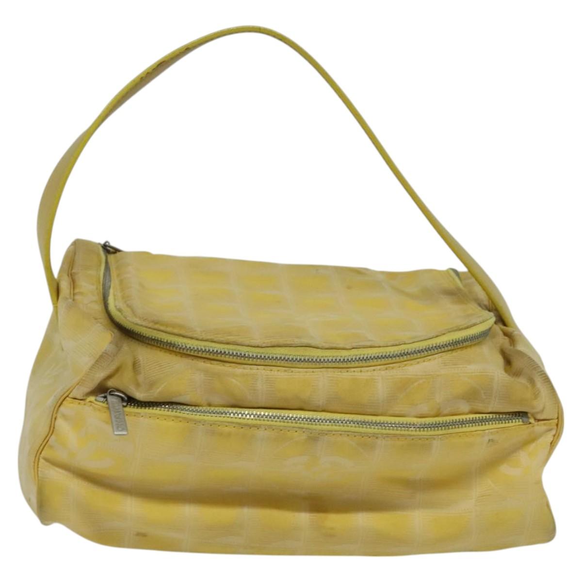CHANEL New Travel line Hand Bag Nylon Yellow CC ti2710