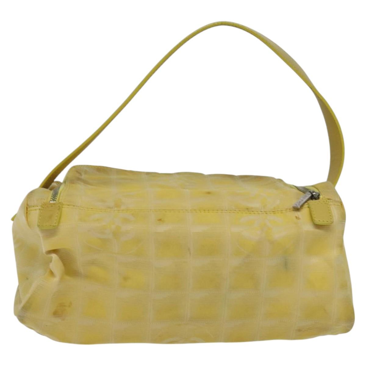 CHANEL New Travel line Hand Bag Nylon Yellow CC ti2710