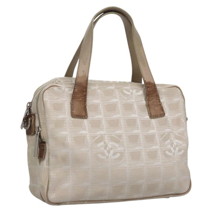 CHANEL New Travel Line Hand Bag Nylon Beige CC ti2714