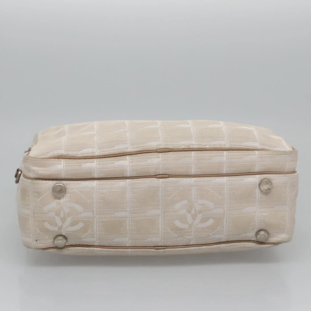 CHANEL New Travel Line Hand Bag Nylon Beige CC ti2714