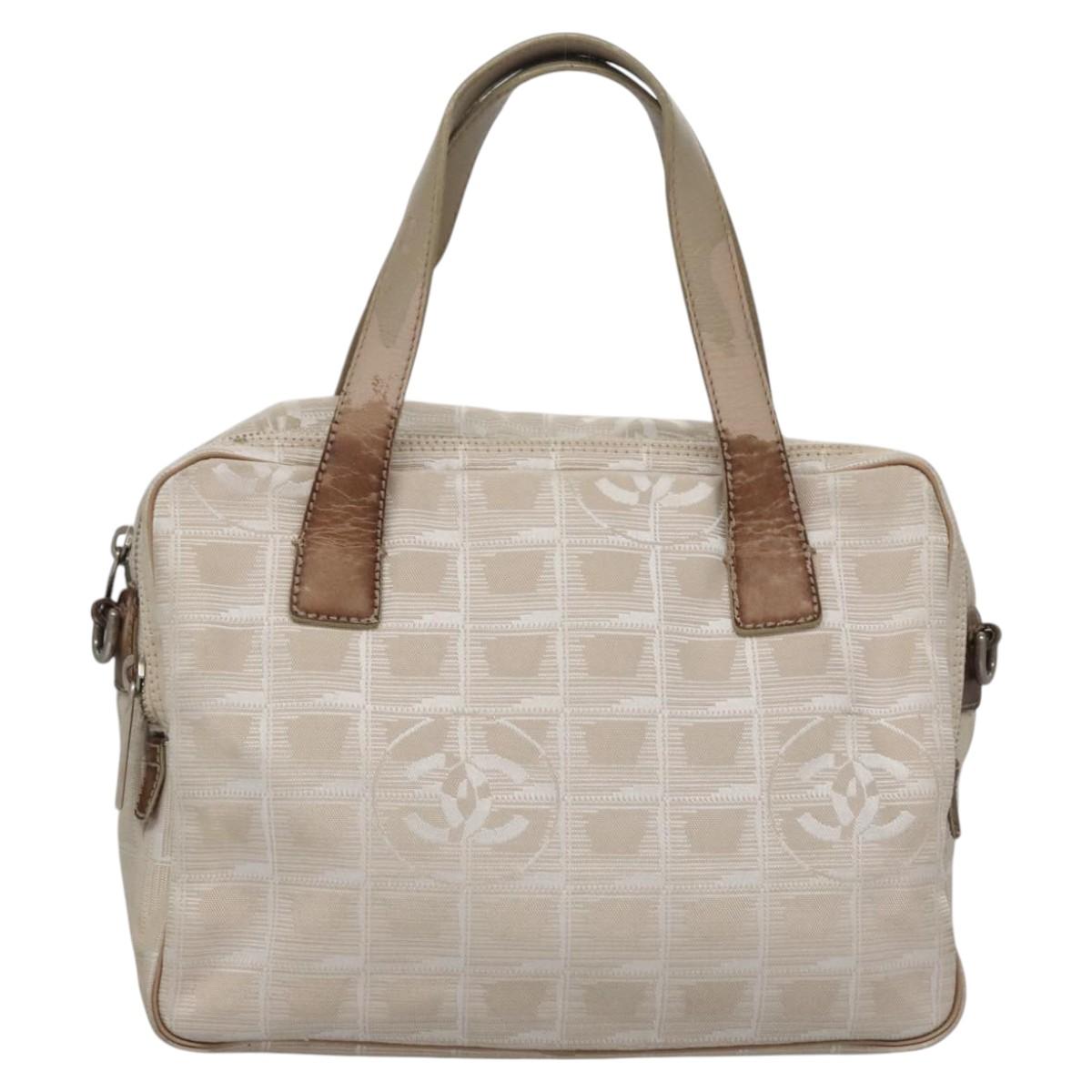 CHANEL New Travel Line Hand Bag Nylon Beige CC ti2714