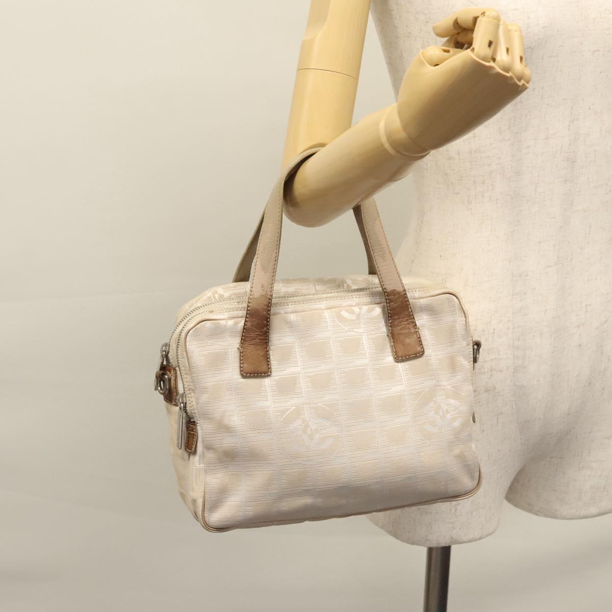 CHANEL New Travel Line Hand Bag Nylon Beige CC ti2714