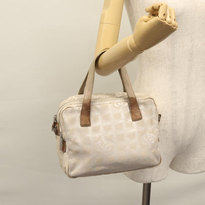 CHANEL New Travel Line Hand Bag Nylon Beige CC ti2714