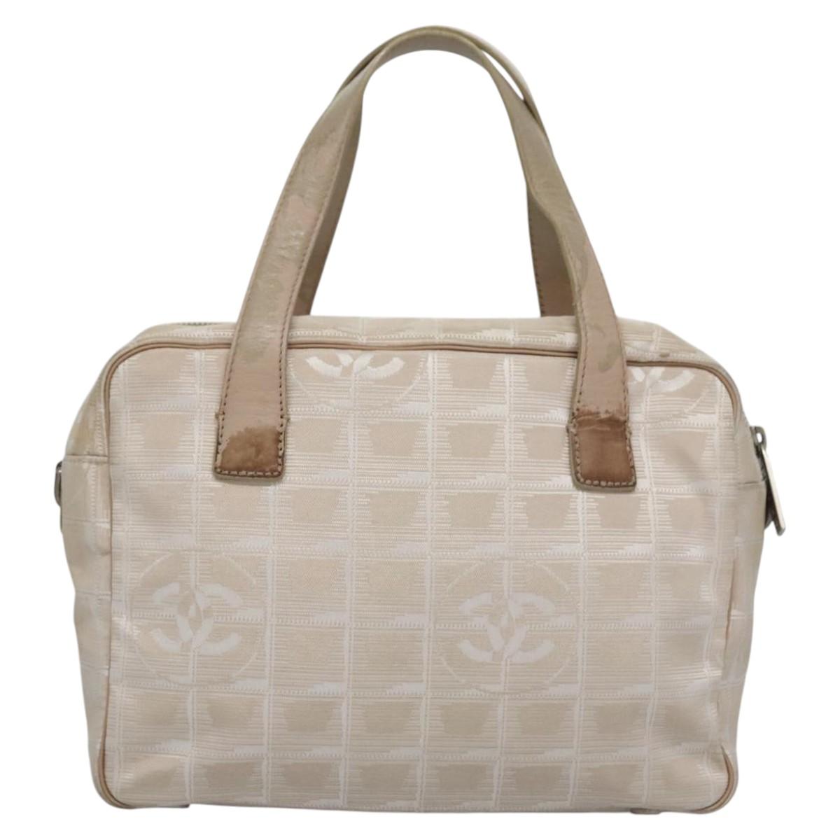CHANEL New Travel Line Hand Bag Nylon Beige CC ti2714