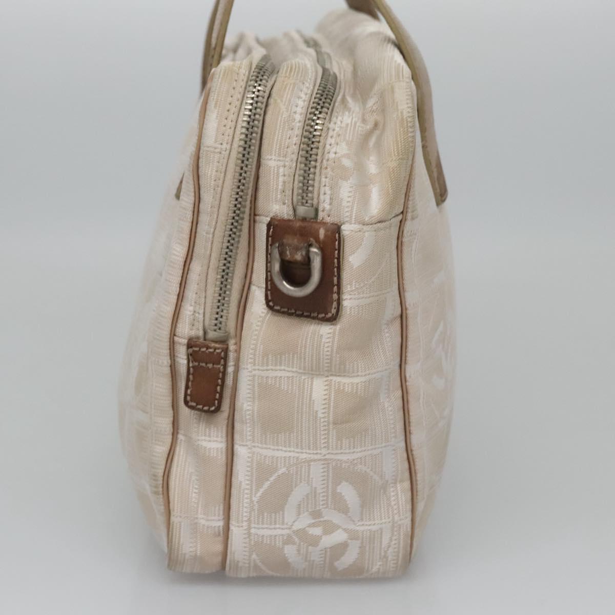 CHANEL New Travel Line Hand Bag Nylon Beige CC ti2714
