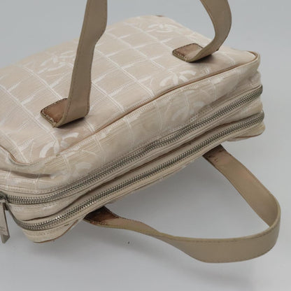 CHANEL New Travel Line Hand Bag Nylon Beige CC ti2714