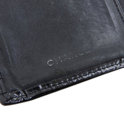 Chanel Black Patent Leather Bifold Long Wallet