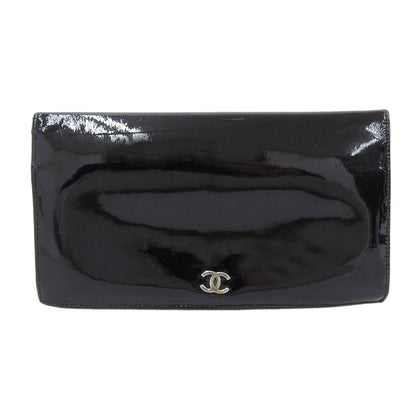 Chanel Black Patent Leather Bifold Long Wallet