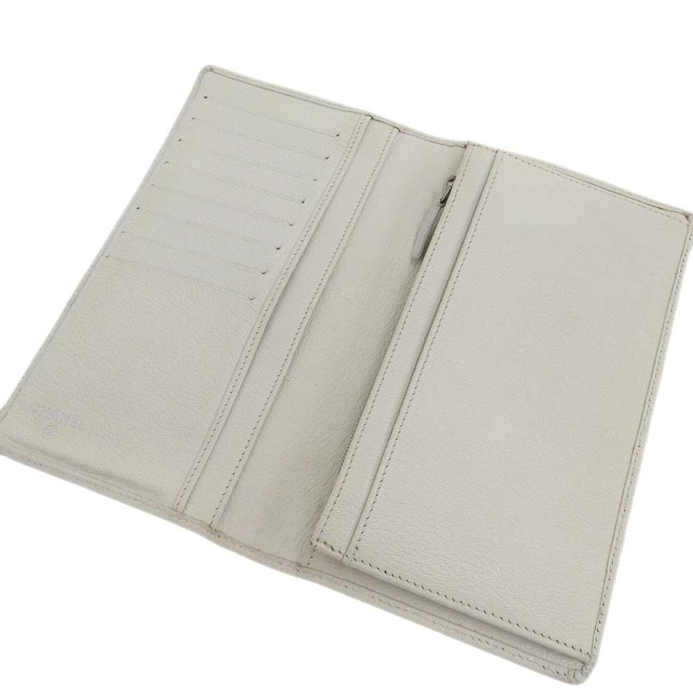 Chanel Camellia Leather Bifold Long Wallet Ivory