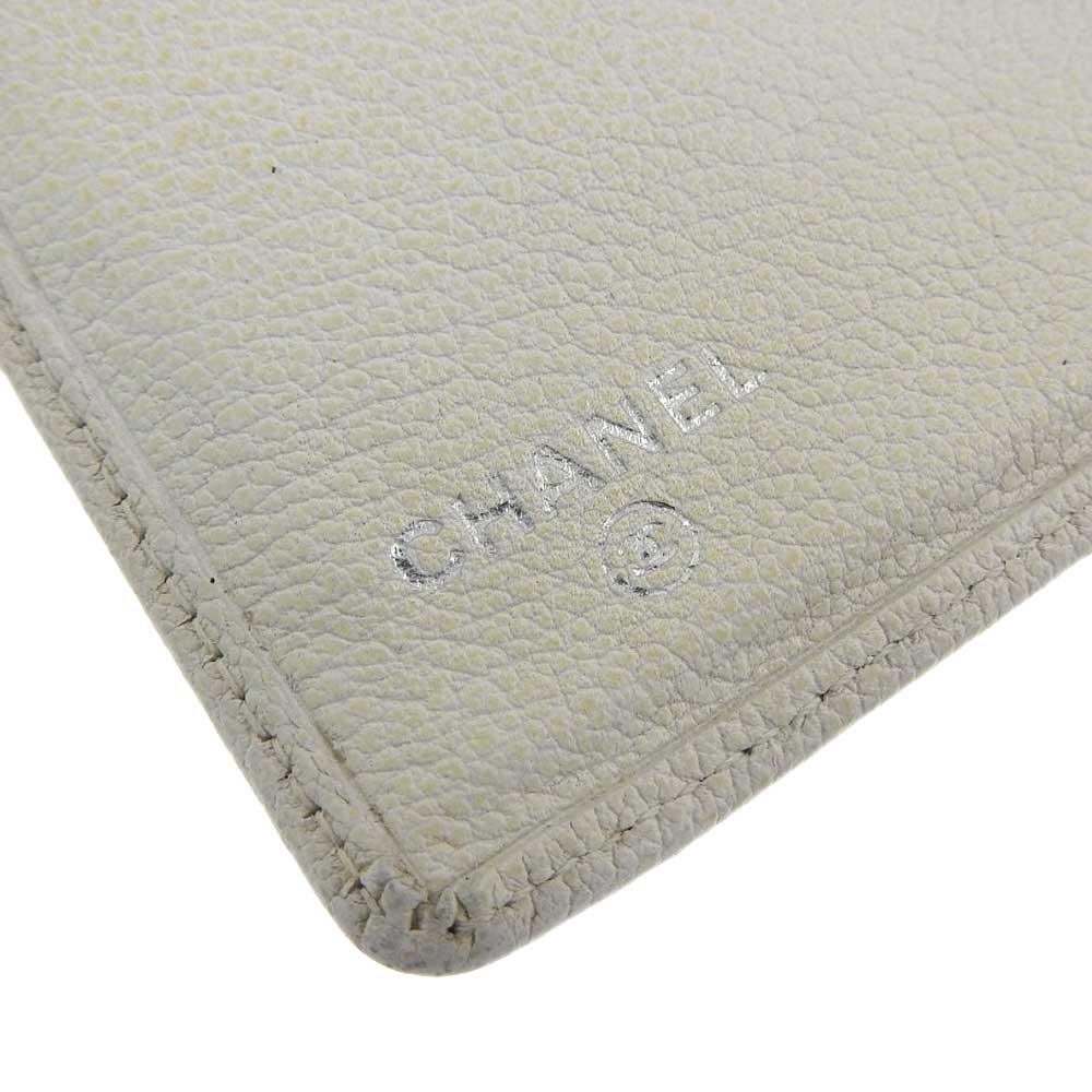 Chanel Camellia Leather Bifold Long Wallet Ivory