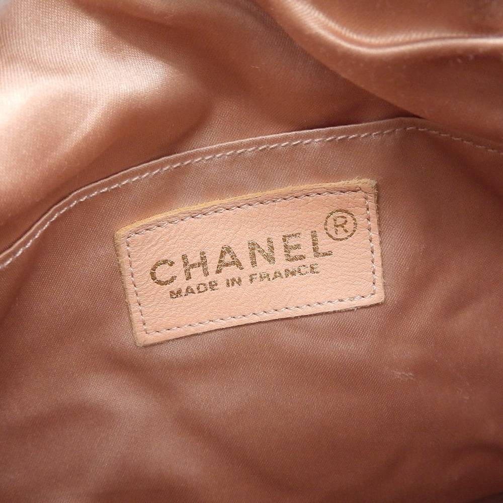 Chanel Satin Logo Backpack Pink Beige
