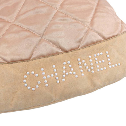 Chanel Satin Logo Backpack Pink Beige