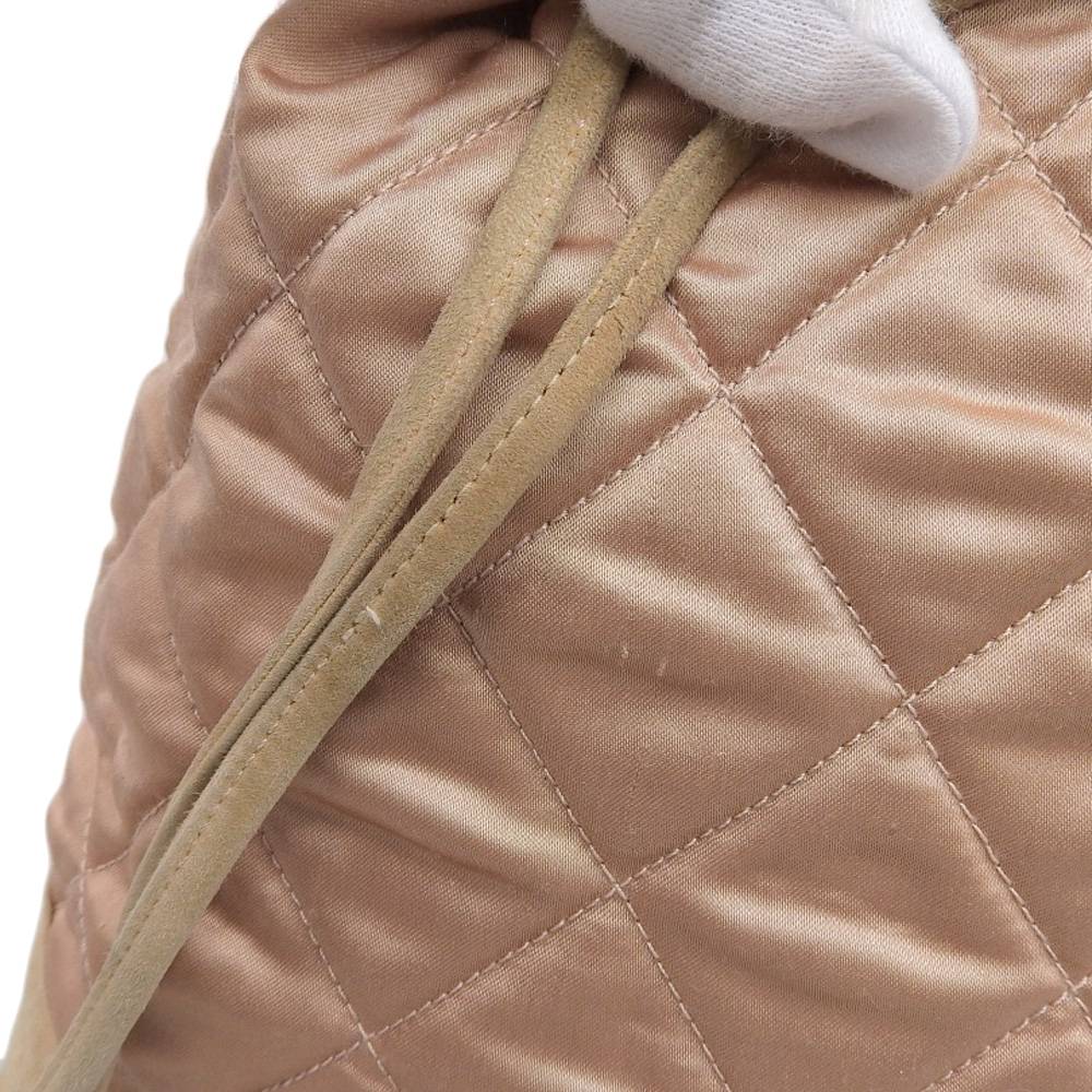 Chanel Satin Logo Backpack Pink Beige