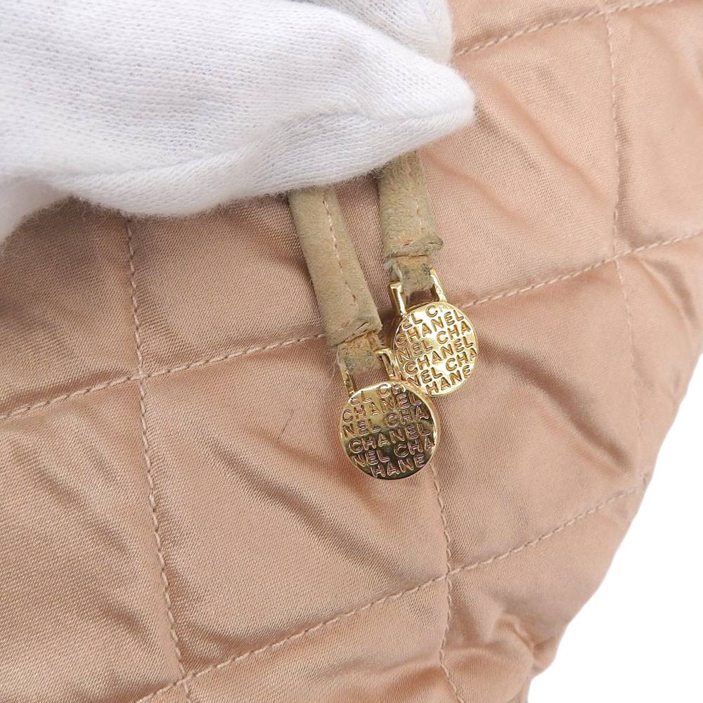 Chanel Satin Logo Backpack Pink Beige