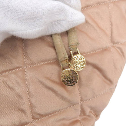 Chanel Satin Logo Backpack Pink Beige