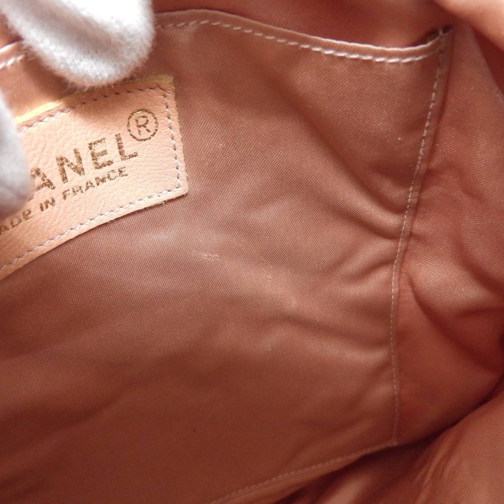 Chanel Satin Logo Backpack Pink Beige