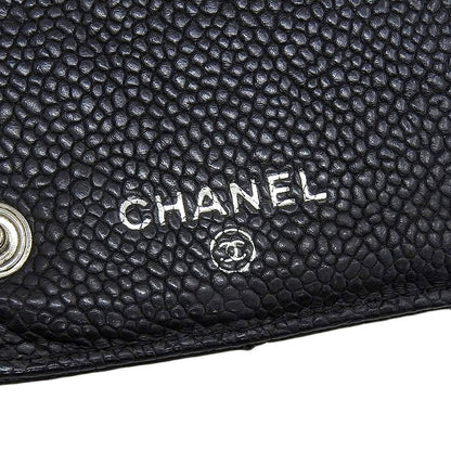 Chanel Leather Round Zipper Long Wallet Black