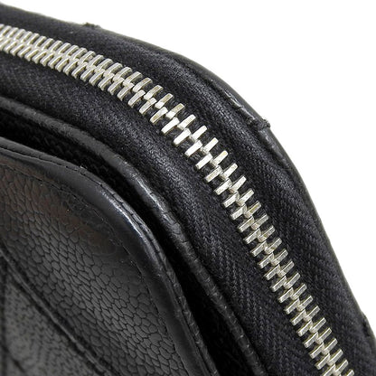Chanel Leather Round Zipper Long Wallet Black