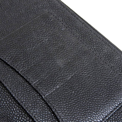 Chanel Leather Round Zipper Long Wallet Black