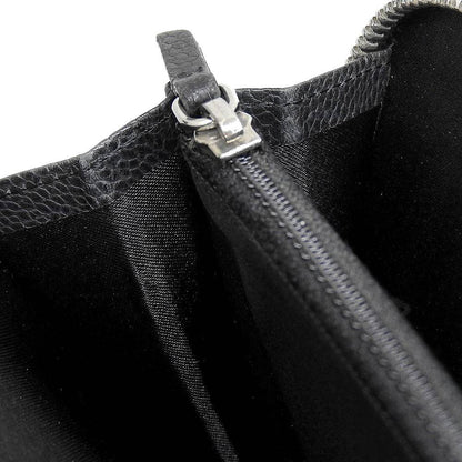 Chanel Leather Round Zipper Long Wallet Black