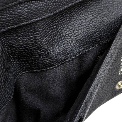 Chanel Leather Round Zipper Long Wallet Black