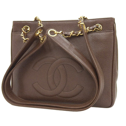 Chanel Caviar Chain Shoulder Bag Vintage Brown