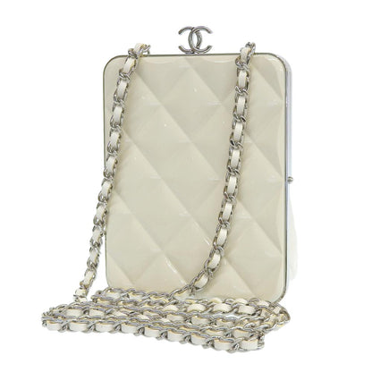 Chanel Coco Mark Chain Clutch Shoulder Bag White