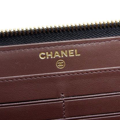 Chanel Caviar Skin Round Zipper Long Wallet A50097