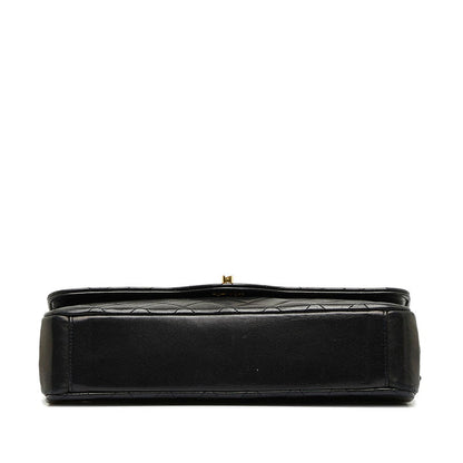 Chanel Matelasse Single Chain Shoulder Bag Black Gold Lambskin