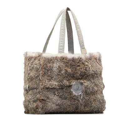 Chanel Rabbit Fur Suede Coco Mark Handbag Tote