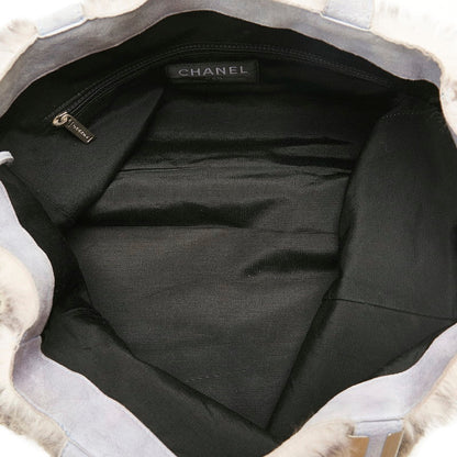 Chanel Rabbit Fur Suede Coco Mark Handbag Tote